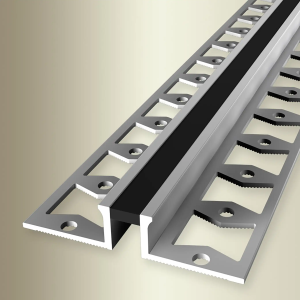 Profil même niveau 304S Epaisseur 10mm Coloris argent Joint noir 2500mm 2500mm